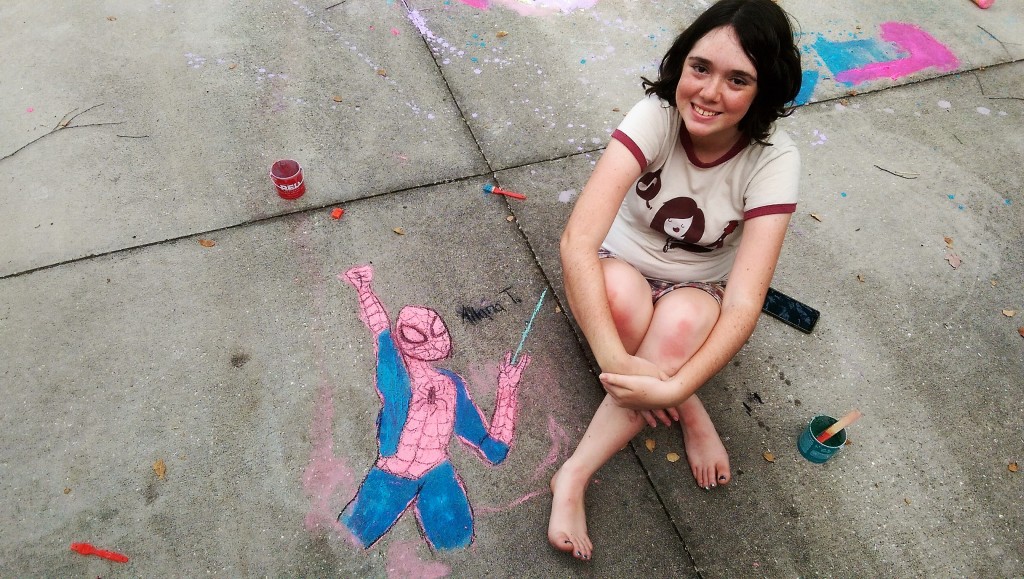 Spiderman Sidewalk Art