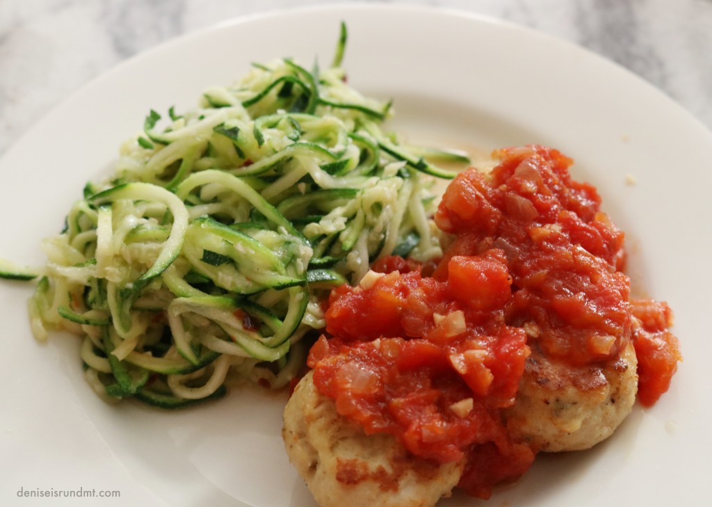 Baked Ground Turkey Meatballs and Zoodles