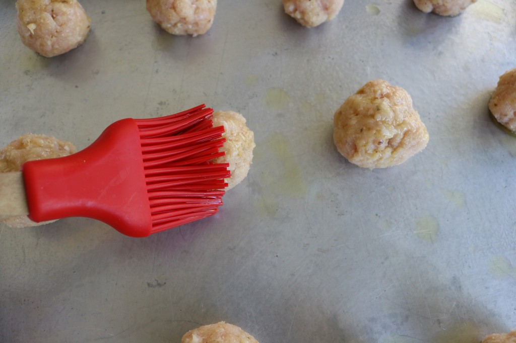 Ground Turkey Meatballs-olive oil brush