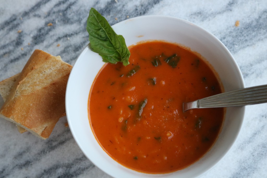 Roasted Red Pepper Orzo Spinach Soup
