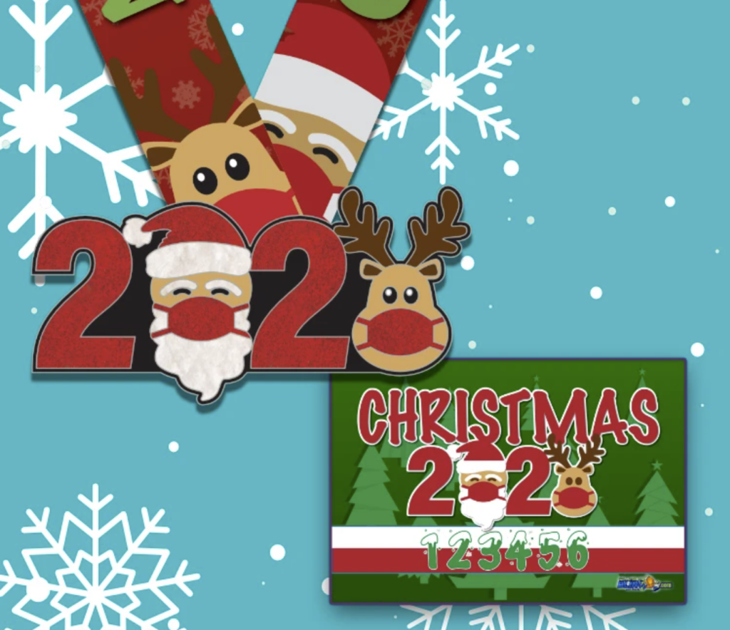 Christmas Virtual Race 5K - Santa and Reindeer in face masks